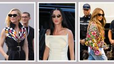 composite image of Cate Blanchett, Katy Perry and Jennifer Lopez wearing sunglasses