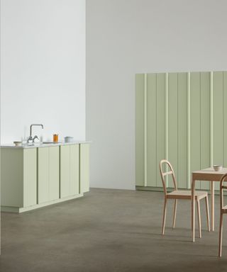 Green IKEA kitchen with replaced doors