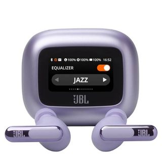 JBL Live Beam 3 earphones in purple on a white background