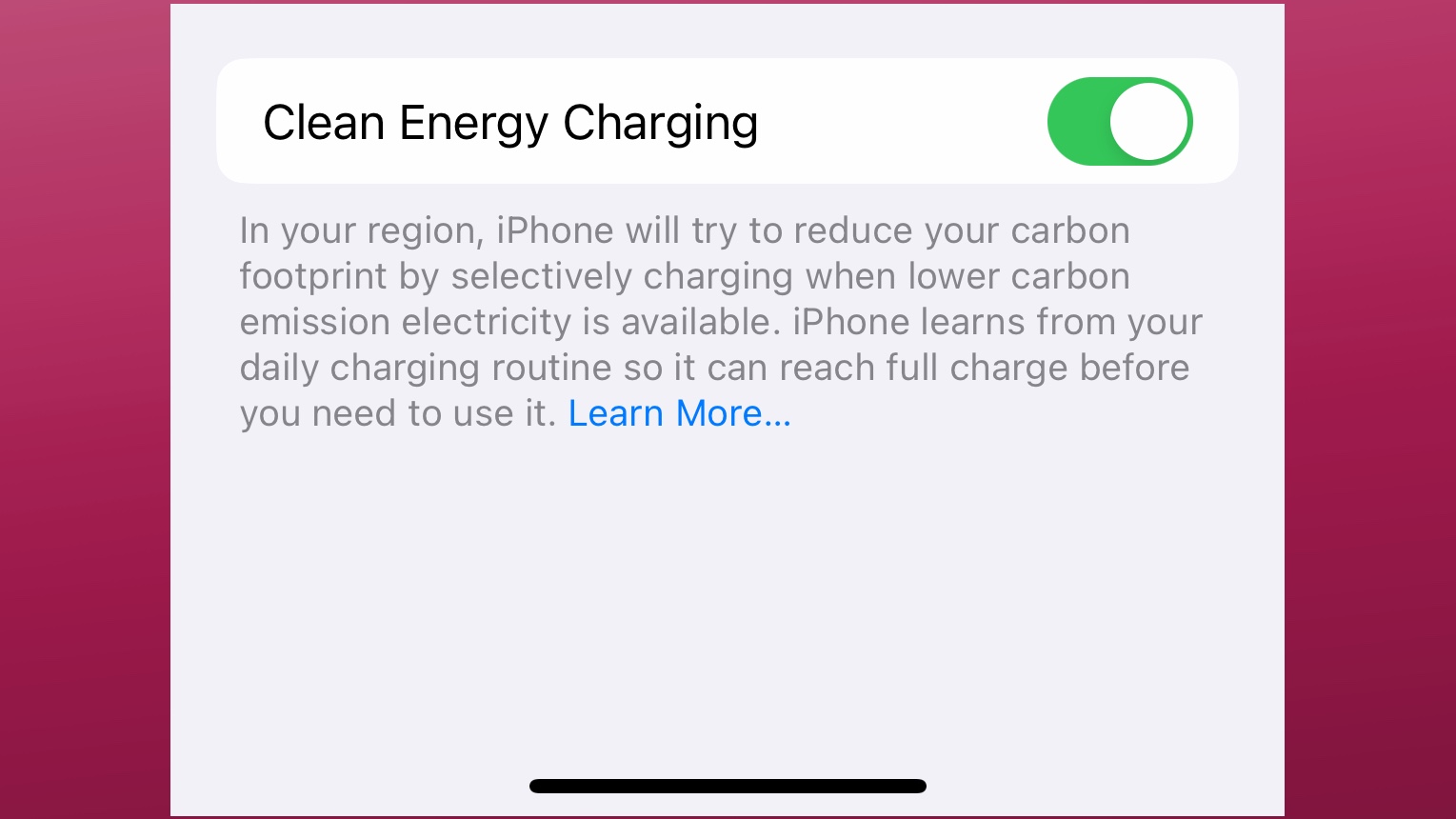 Clean Power Charging στο iOS 16.1