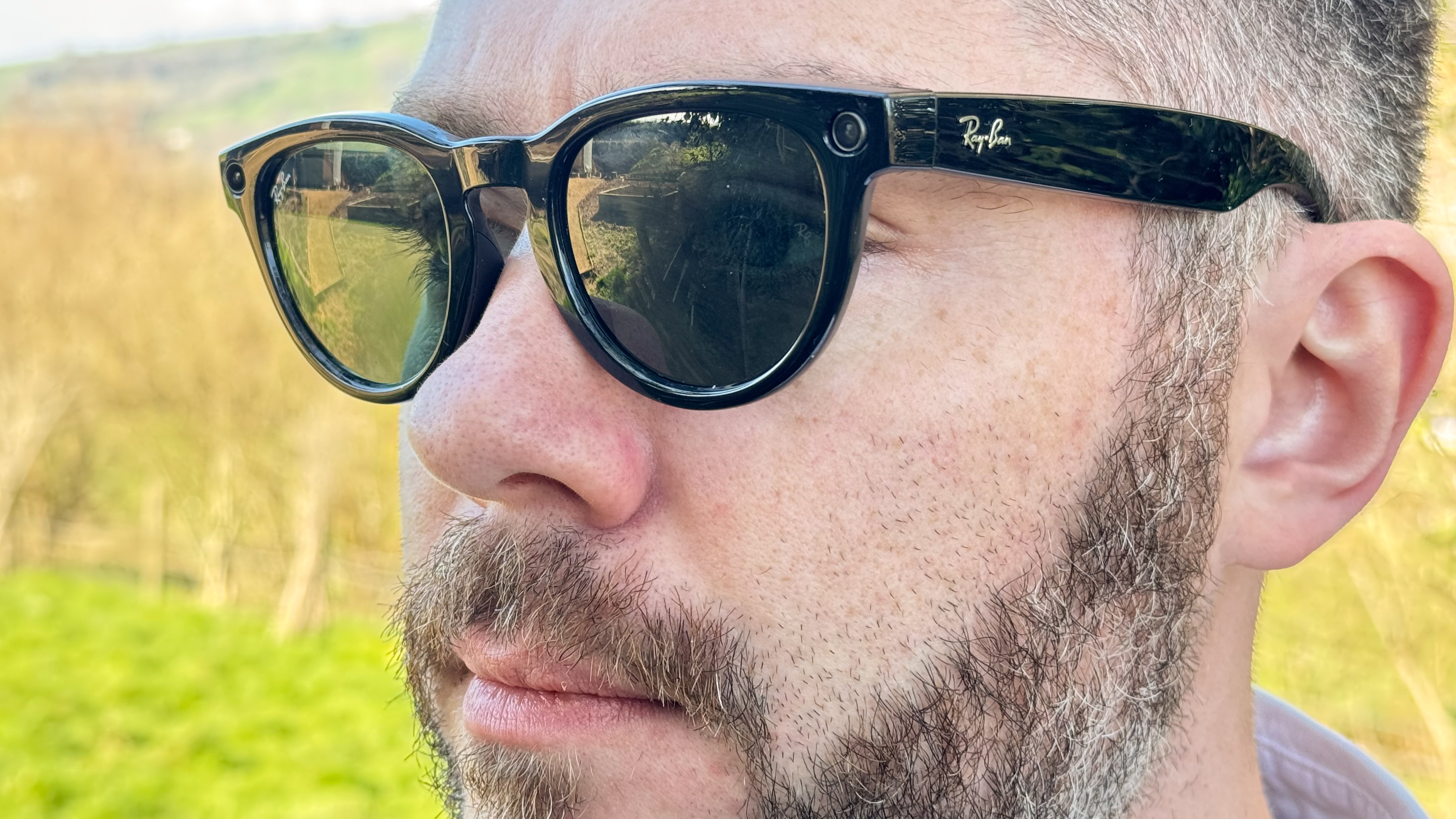 Ray-Ban Meta Gen 2 Headliner smart glasses being worn by ma with beard