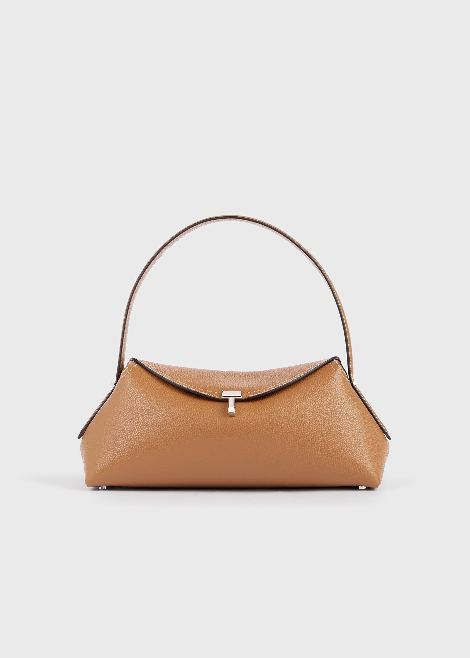 T-Lock Grained-Leather Shoulder Tan - One Size