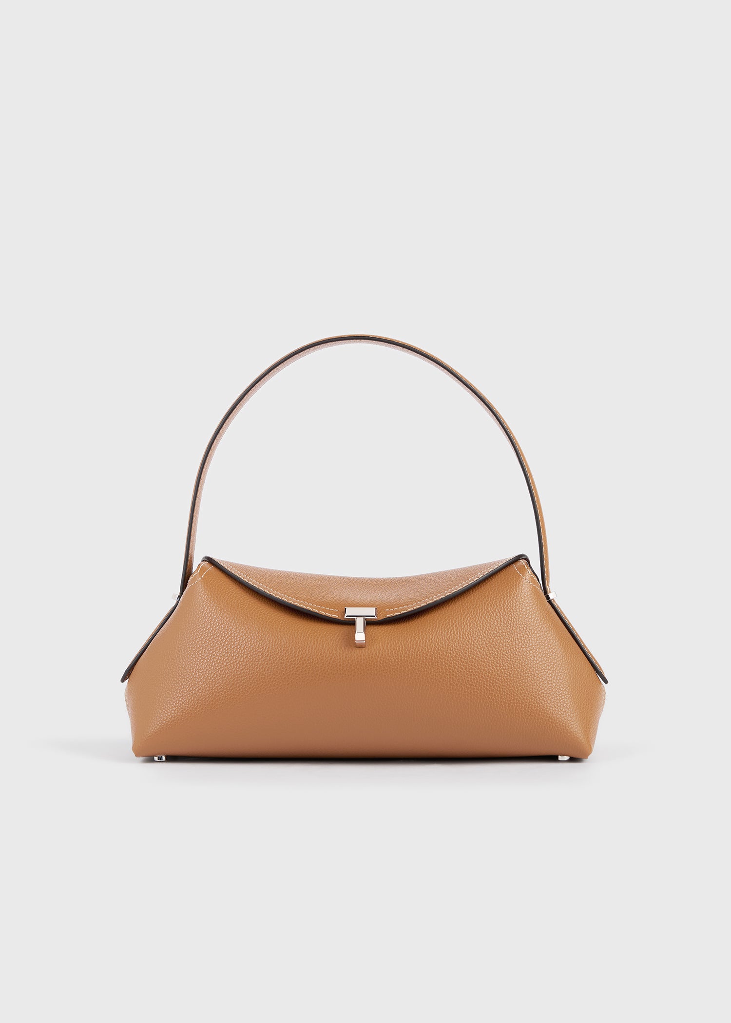 T-Lock Grained-Leather Shoulder Tan - One Size