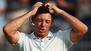 Rory McIlroy reacts after the 72nd hole at the US Open