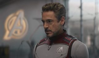 Avengers: Endgame Tony suited up in his Quantum gear, determined look on his face