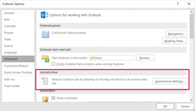 how to create archive folder in outlook 2016