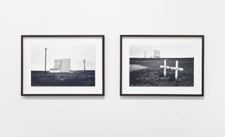 2 Black and white photographs on wall
