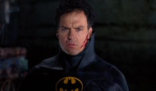 Batman Michael Keaton without his cowl
