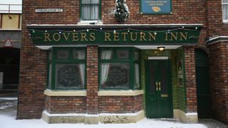 Rovers Return in the snow at Christmas - Coronation Street 