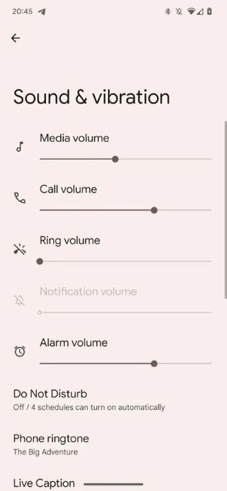 Volume control sliders in Android