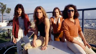 Van Halen pose on a Hollywood rooftop, 1979