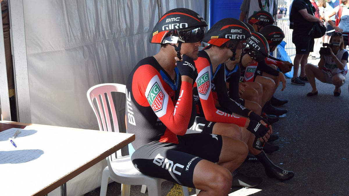 BMC Racing use Giro Aerohead helmets for time trialling