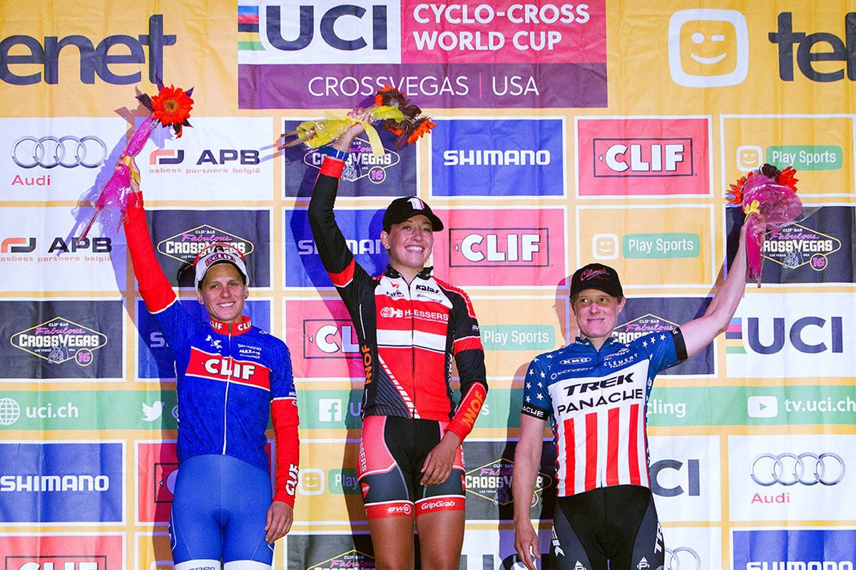 Sophie De Boer beat Katerina Nash and Katie Compton to win CrossVegas.