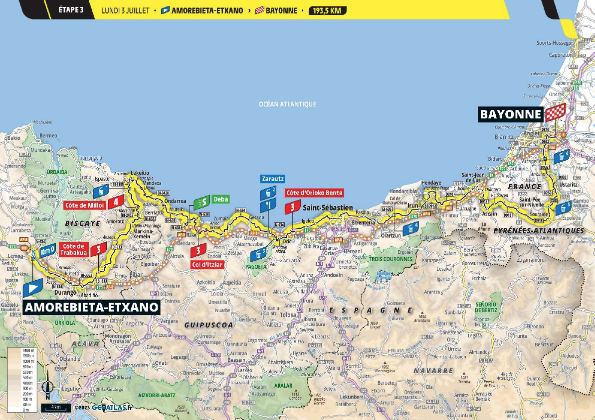 Altered route for stage 3 of the 2023 Tour de France