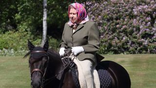 windsor, england may issue date sunday may 31, queen elizabeth ii rides balmoral fern, a 14 year old fell pony, in windsor home park over the weekend of may 30 and may 31, 2020 in windsor, england the queen has been in residence at windsor castle during the coronavirus pandemic photo by steve parsons wpa poolgetty images