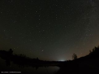 Stargazer Bill Longo captured this meteor view (bottom center) during the Camelopardalid meteor shower spawned by Comet 209P/LINEAR on May 24, 2014 as seen from Sudbury in Canada.