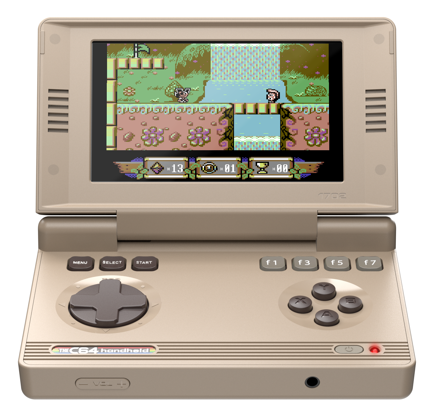 THEC64 Handheld, a beige retro handheld console