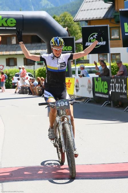 Anja Gradl wins the final women's stage at the Bike Four Peaks
