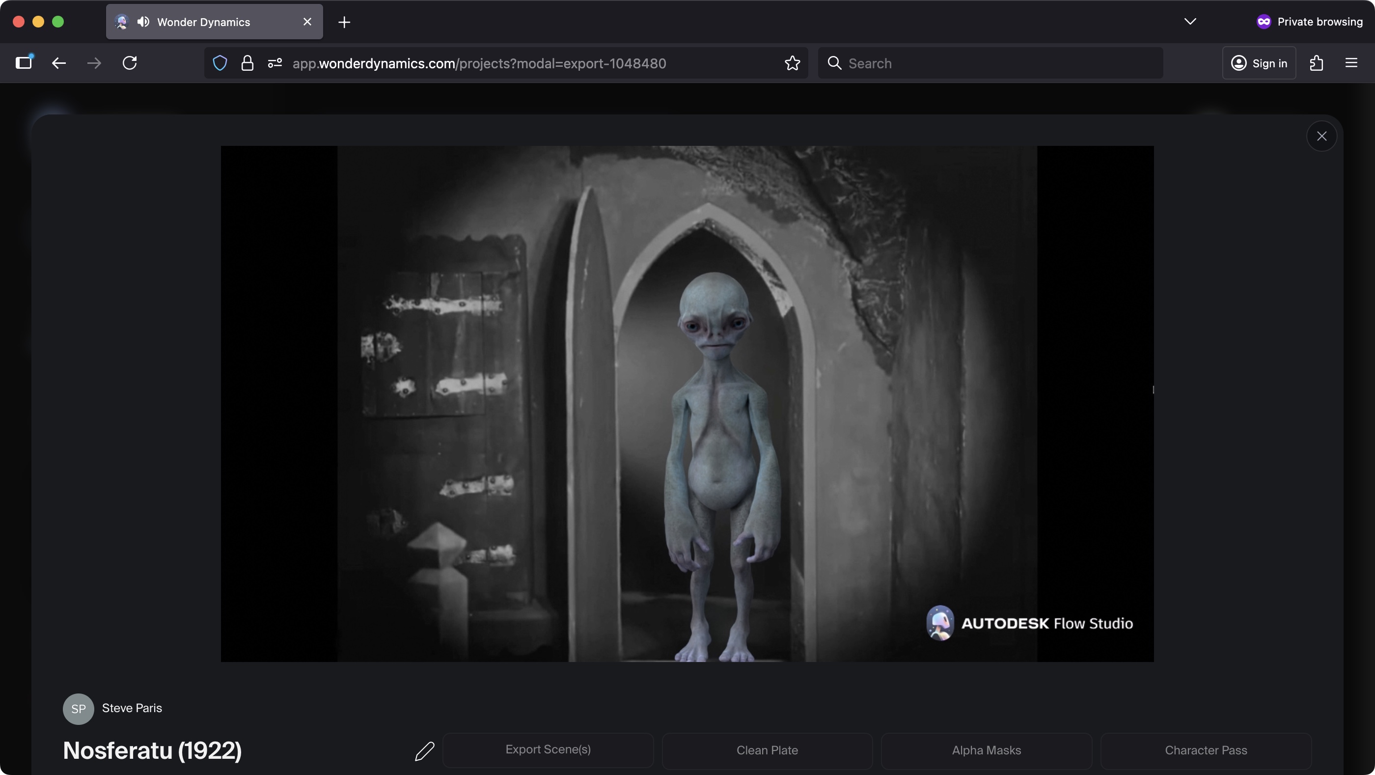 Using Autodesk Flow Studio to replace a character from an old movie during our tests