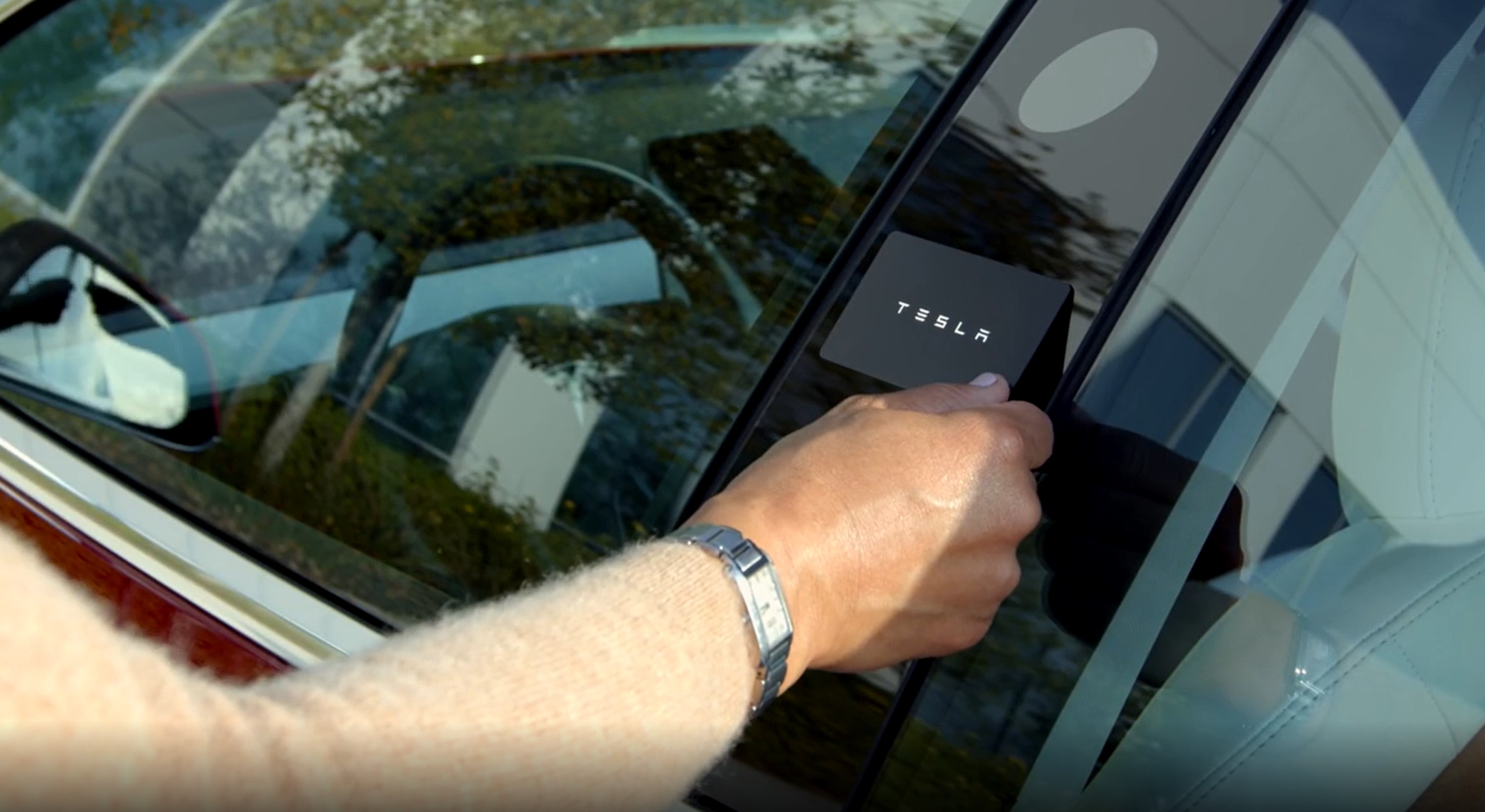 Tesla key card unlock system