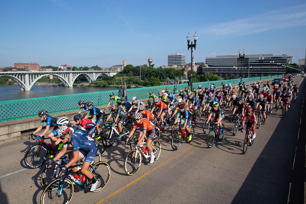 The women's peloton in action at US Pro
