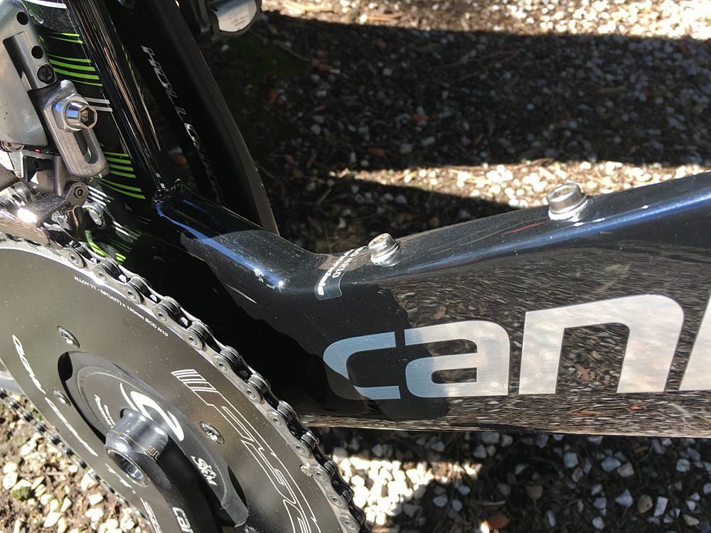 The Cannondale Super Slice disc TT bike on display at Tirreno-Adriatico