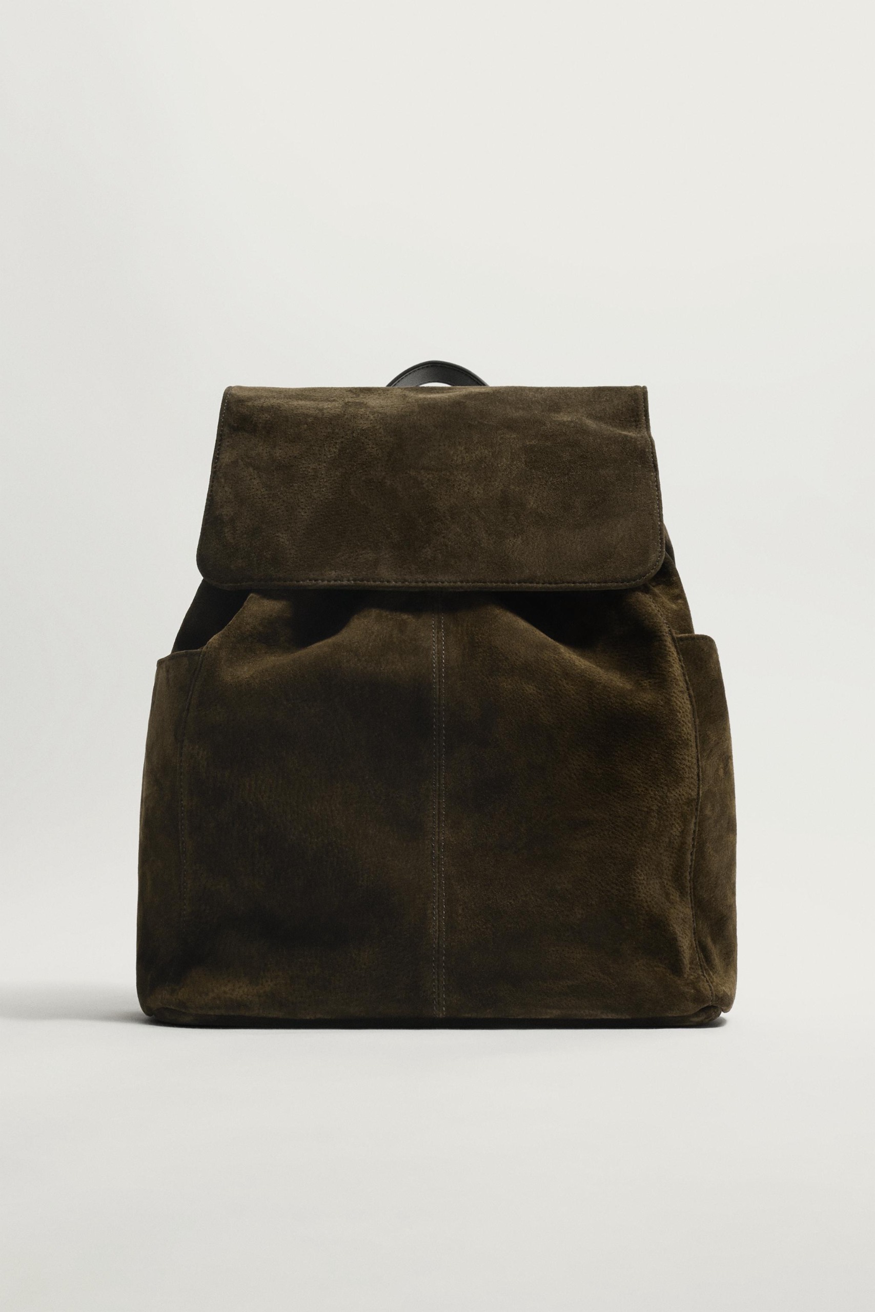 Leather Flap Backpack - Brown - One Size Only