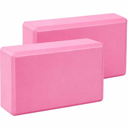 2pcs Yoga Blocks &amp;ndash; Anti-Slip Foam Gym Bricks for Pilates, Stretching &amp;amp; Fitness | Lightweight, Durable &amp;amp; Travel-Friendly Yoga Accessories for Exercise &amp;amp; Practice (pair of Pink, 23 X 15 X 7.5 Cm)