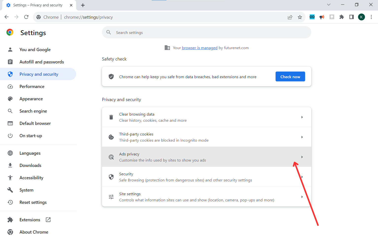 Screenshot 4 of Chrome ad settings