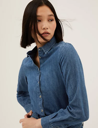 Denim Collared Long Sleeve Shirt, £29.50 | Marks &amp; Spencer