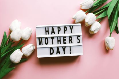 Light box with Happy Mothers Day text