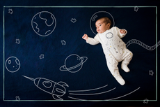 baby on space-inspired background