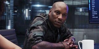 Roman Pearc (Tyrese Gibson) looks ahead in Fast 8 (2017)