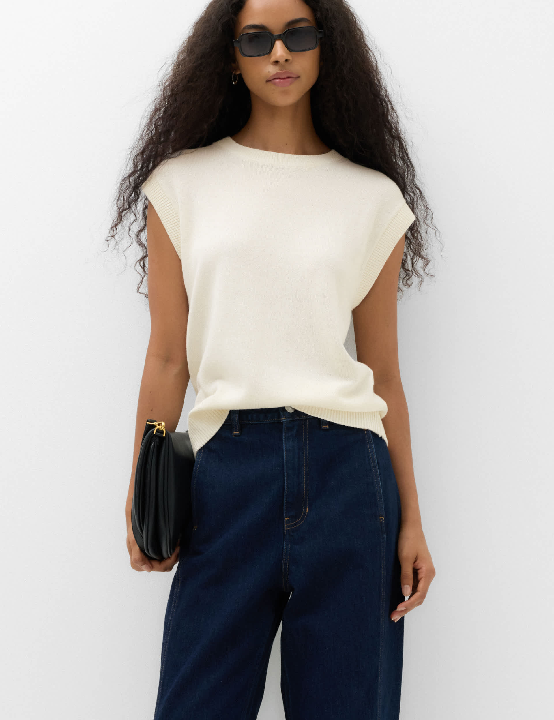 Muscle Knitted Vest With Linen