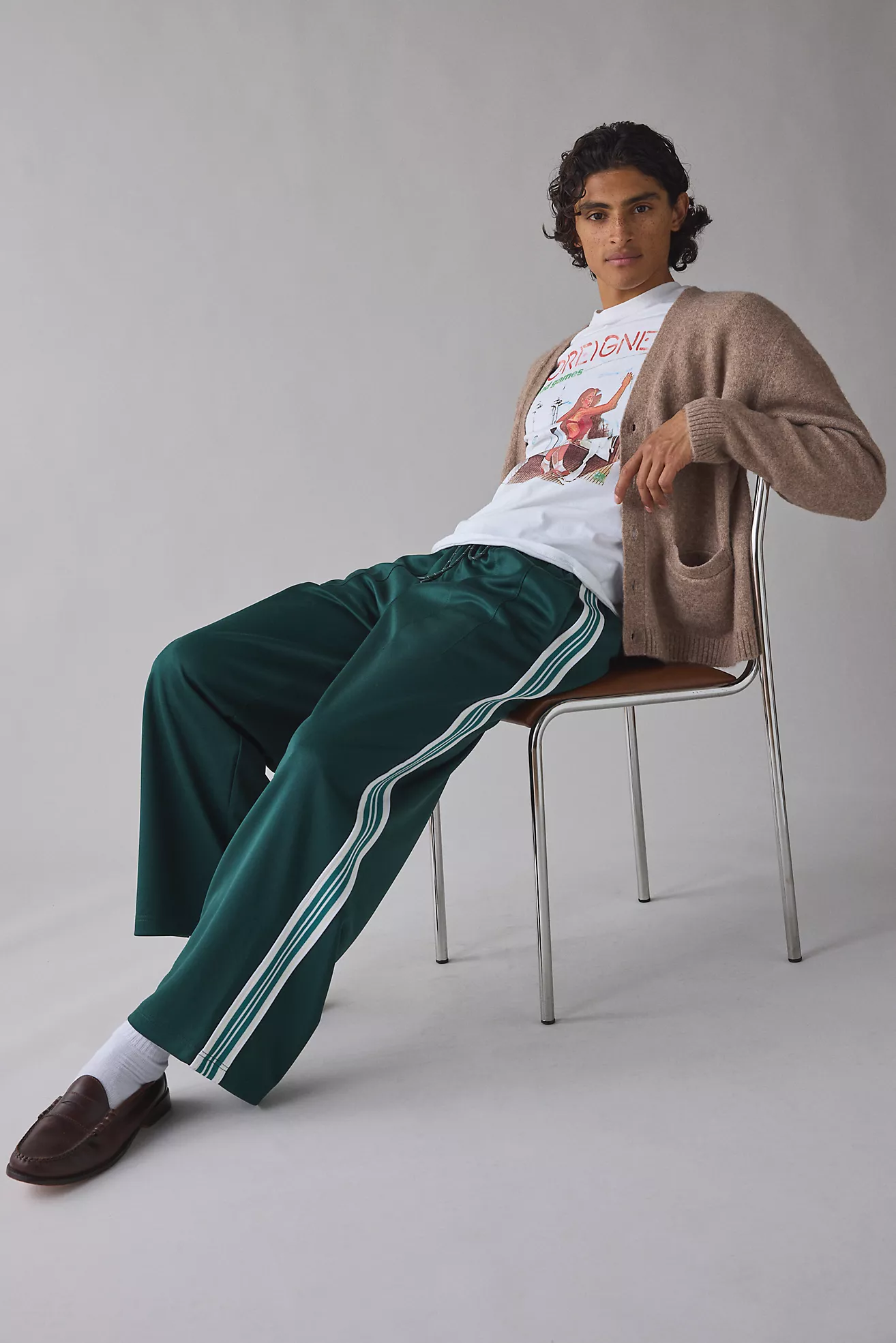 Uo Retro Sport Wide Leg Track Pant