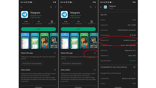 How to find the required Android version for apps on the Google Play