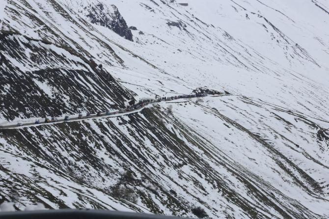 The riders climb Mont Cenis on stage 16 of the Giro d'Italia