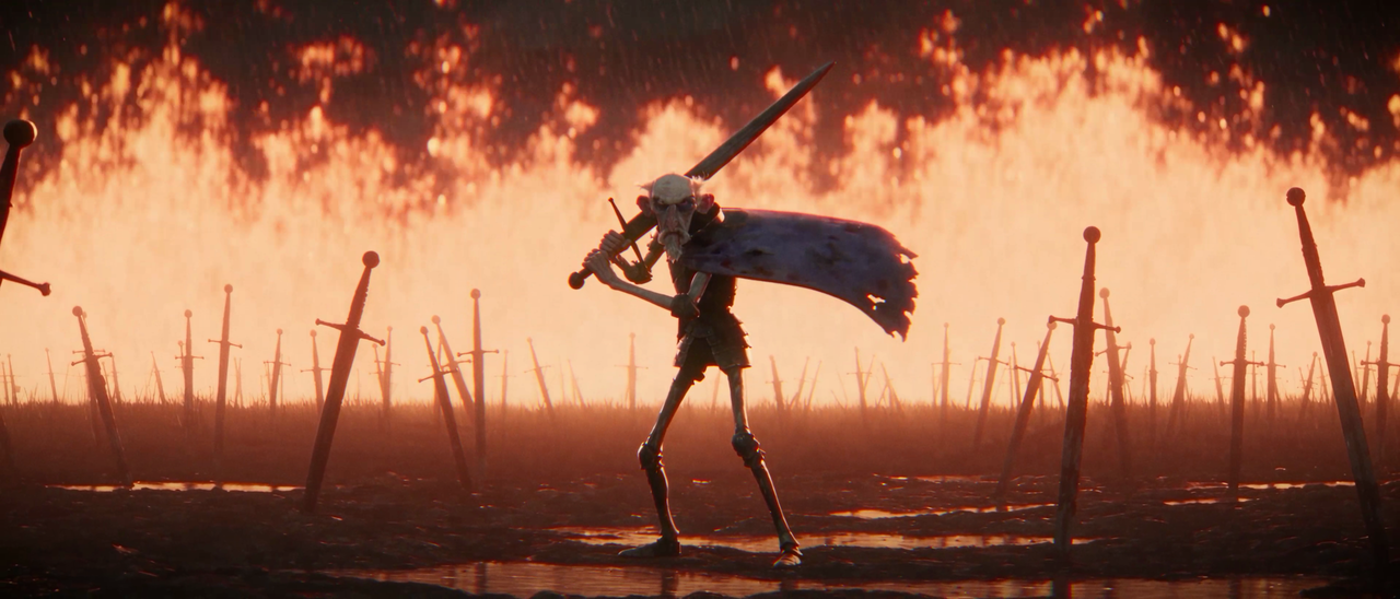 Screens from an AI made animated short featuring an old Spanish night