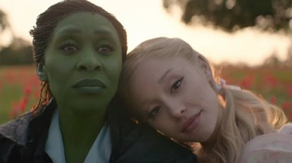 Cynthia Erivo as Elphaba and Ariana Grande as Glinda in Wicked: For Good