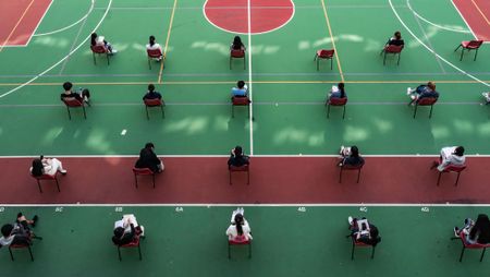 Students sit university exams in Hong Kong