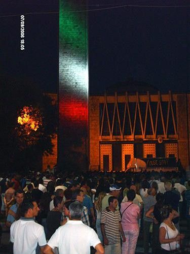 Italians gather in the main plaza in Montecatini Terme to watch the World Cup final between France and Italy.