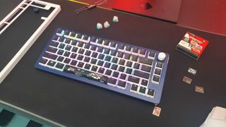 black customized keyboard with RGB lighting