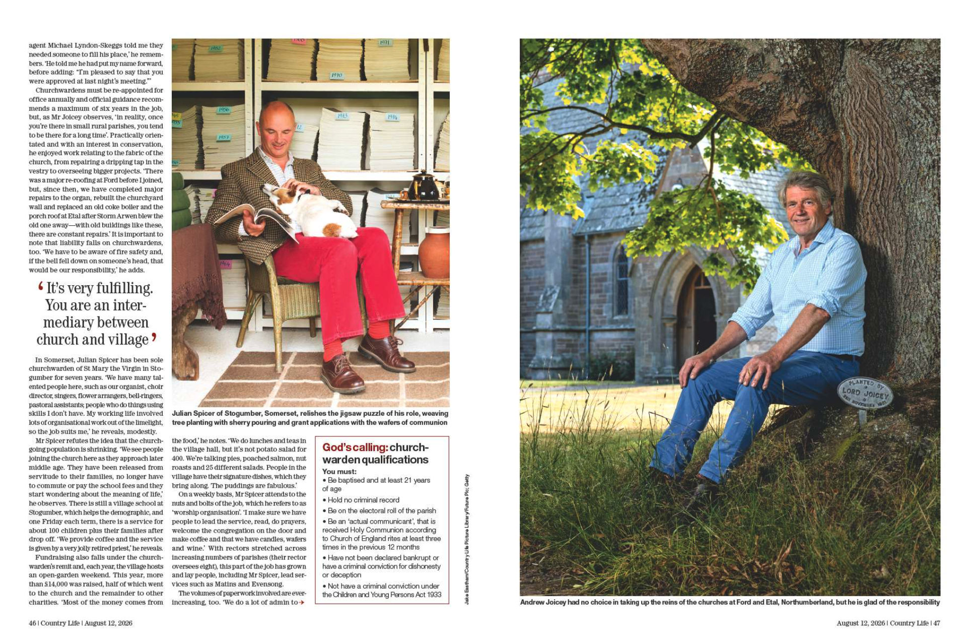 A spread of Country Life magazine with two people who are church wardens