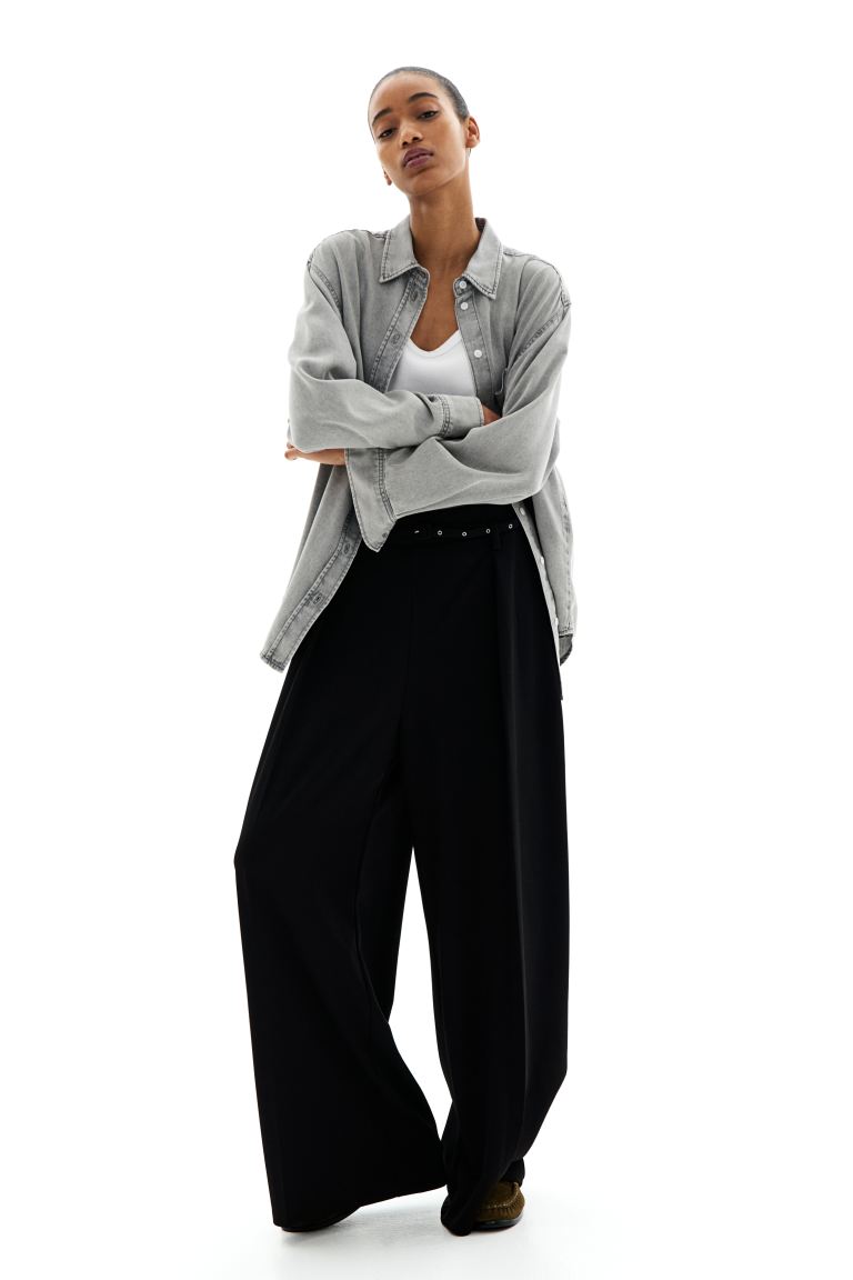 Wide Belted Trousers