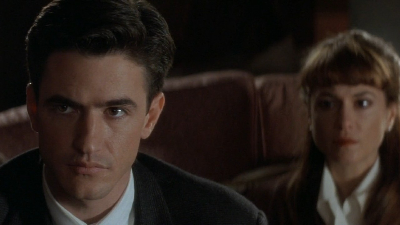 Holly Hunter and Dermot Mulroney looking forward in Copycat.