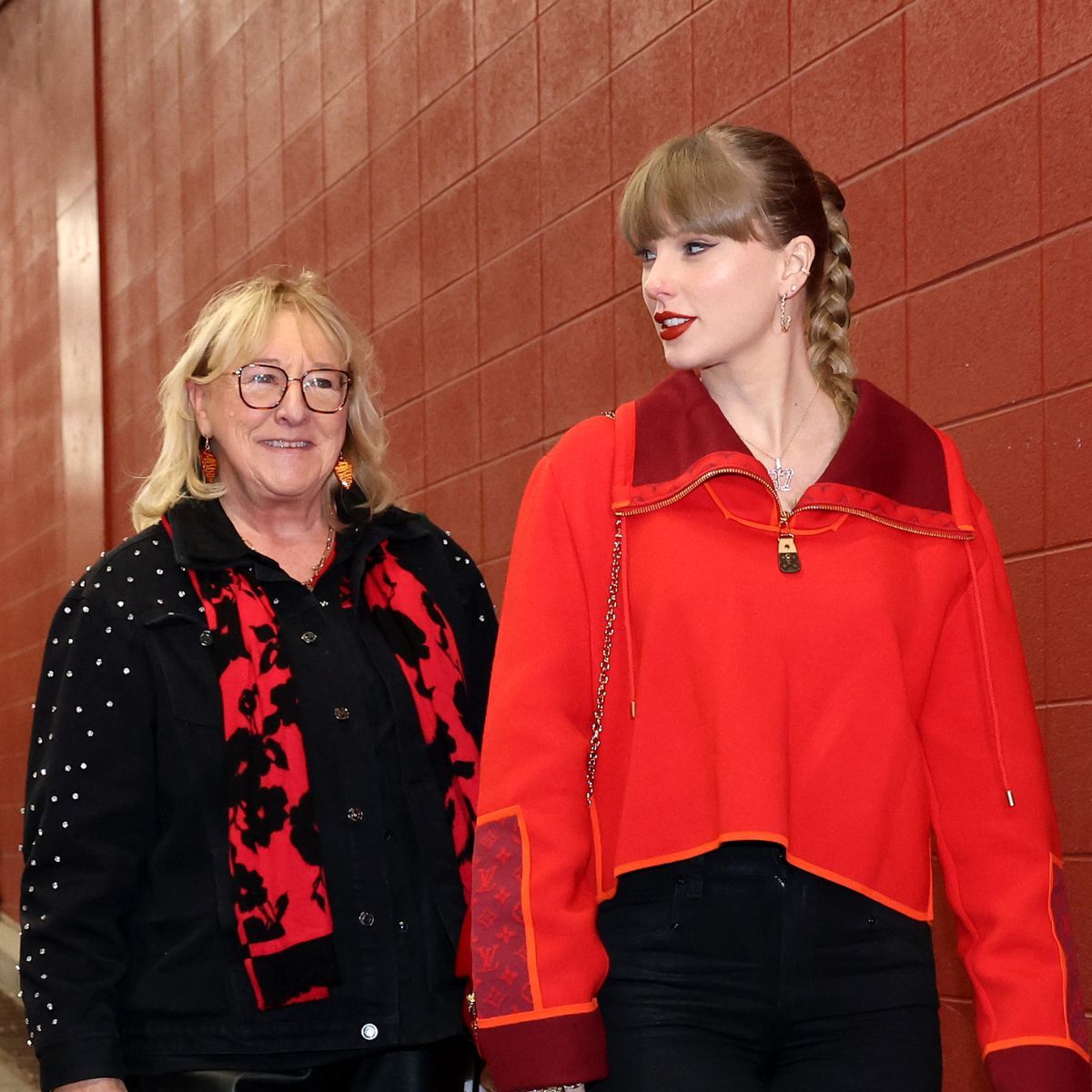 Donna Kelce and Taylor Swift attend the Las Vegas Raiders v Kansas City Chiefs game
