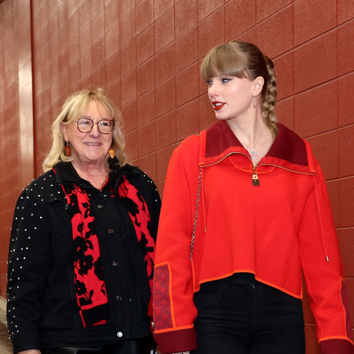 Donna Kelce and Taylor Swift attend the Las Vegas Raiders v Kansas City Chiefs game