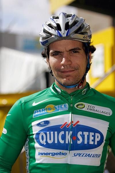 Gert Steegmans (Quick Step) is keeping the points jersey warm, while leader Hushovd is in yellow.
