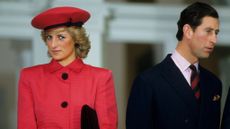 Princess Diana stands next to King Charles during a function held in their honour February 11, 1987