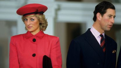 Princess Diana stands next to King Charles during a function held in their honour February 11, 1987